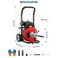 thumbnail image 3 of 75ft 1/2-Inch Electric Drain Cleaner Machine - 370W Portable with Steel Core Cable, Includes Auger, Cutter & Air-Activated Foot Switch for Commercial & Home Drain Cleaning, 3 of 7