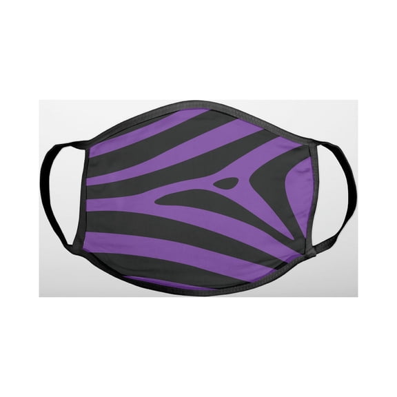 Black Purple Zebra Skin Stripes - 3-Ply Reusable Soft Cloth Face Covering, Unisex, Cotton Inner Layer
