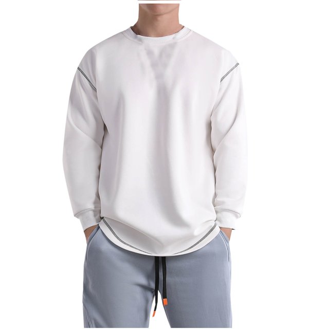 Birdeem Chandail Décontracté pour Hommes, Couleur Unie, Manches Longues, Col Rond
