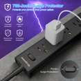 thumbnail image 4 of Regleta de alimentación con protector contra sobretensiones IECOPOWER de 10 pies con 5 salidas, 3 USB, 4 of 7