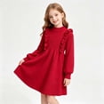 thumbnail image 6 of Odeerbi Kids Girls Mock Neck Sweater Dress Ruffle Long Sleeve A-Line Knit Dress for Fall Winter, 6 of 9