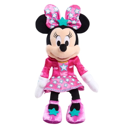 Disney Minnie Mouse Plush, Cheerleader, Pink with Stars, Small Doll, 10 inch, All Occasion