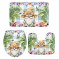 thumbnail image 2 of Summer Gnome Bathroom Rugs Set Starfish Shell Butterfly Non Slip Absorbent Soft Bath Mats 3 Piece Set with Bathroom Rug, U-Shaped Floor Mat, Toilet Seat Cover Large Size, 2 of 9