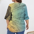 thumbnail image 5 of TQWQT Plus Size Tops for Women Dressy Loose Fit Tunic Summer Shirts Sunflower Print V Neck Pleated Ruffle 3/4 Sleeve Shirts Dressy Casual Blouse Sky Blue 3XL, 5 of 5