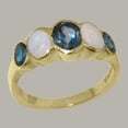 thumbnail image 2 of LBG British Made 9k Yellow Gold Ring with Natural London Blue Topaz & Opal Womens Band Ring - 33 size options - Size 4, 2 of 6