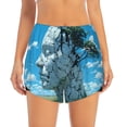 thumbnail image 2 of Yiaed Cracked Earth Head Tree Print Women's Running Shorts with Liner 3 Zipper Pockets Elastic Workout Athletic Gym Yoga Shorts-Large, 2 of 7