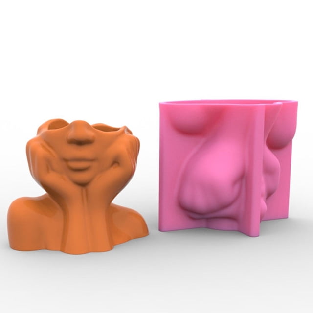 Molde de maceta de silicona con cabeza de niña 3D para plantas suculentas Herramienta de decoración de bonsái de jardín artesanal de resina hecha a Baoblaze Molde de silicona