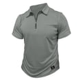 thumbnail image 5 of Dresfit Mens Quarter Zip Polo Shirts Short Sleeve Big and Tall Collared T-Shirt 2026 Summer Lightweight Business Tees Breathable Lapel Athletic Shirt Gray 2XL, 5 of 7