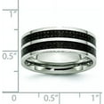 thumbnail image 6 of Chisel Stainless Steel Polished with Double Row Black Carbon Fiber Inlay 8.2mm Band - Ring Size 7.0, 6 of 8