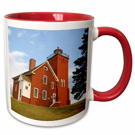 3drose, Lighthouse at Two Harbors Minnesota - Us24 Cha0037 - Chuck Haney, 11oz Two-tone Red Mug