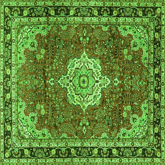 Ahgly Company Indoor Square Persian Green Traditional Area Rugs, 6' Square