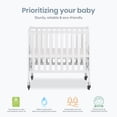 thumbnail image 4 of Dream On Me, 3 in 1 Birch Folding Portable Crib - White, 4 of 11