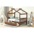 thumbnail image 3 of Twin Size Wooden House Bed with Drawers, Walnut 99AAL, 3 of 9