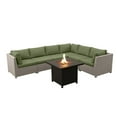 thumbnail image 1 of Chambers Bay Collection 7-Piece Aluminum Patio Conversation Set with Green Cushions and Square Fire Table, 1 of 3