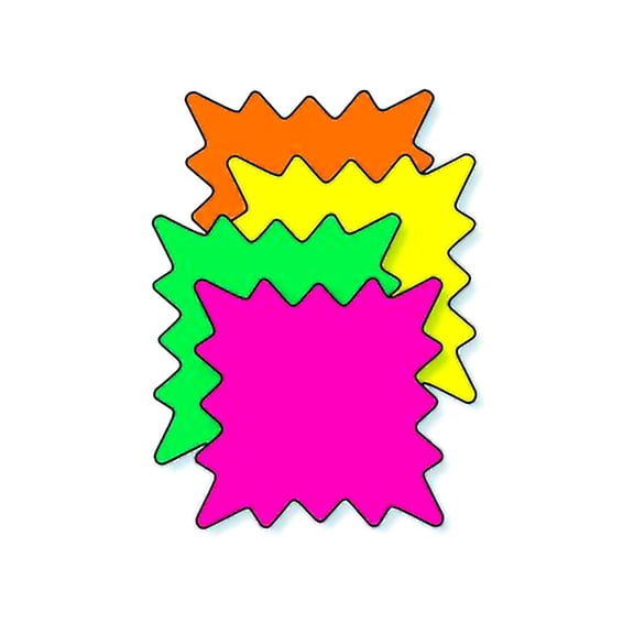 SSWBasics Multi-Colored Fluorescent Rectangle Burst Sign Cards - 2 x 3 in