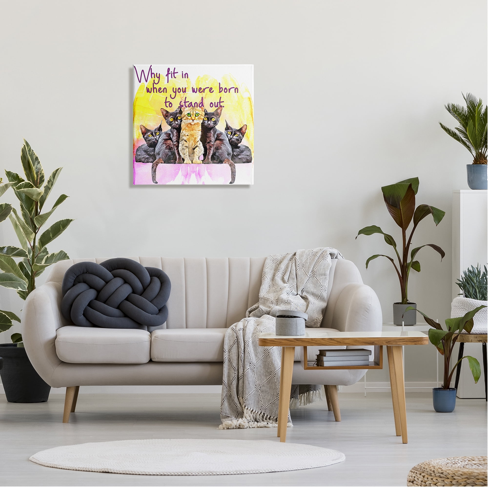 Stupell Born To Stand Out Cats Pet Phrase Animals & Insects Painting Gallery Wrapped Canvas Print Wall Art