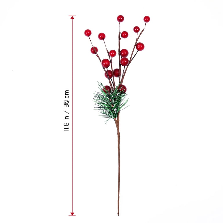 ULTNICE 100pcs Home Decor Red Garland Holly Berry Stems Picks Decor for  Home Berry Stems Pine Branches Winter Floral Picks Artificial Pine Picks  Small