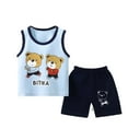 thumbnail image 2 of Nrmvnmi Toddler Boys Summer Casual Suit Cute Bear Print Sleeveless Round Neck Tank Top + Elastic Waist Shorts 2 Pcs Cotton Set, 2 of 3