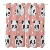 Cute Panda Window Curtain Panels Grommet Blackout Curtains Blackout Curtains for Living Room