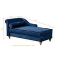 thumbnail image 4 of Modern Velvet Chaise Lounge With Hidden Storage, Upholstered Chair With Armrest Pillow and Gold Metal Legs For Living Room Bedroom Apartment, 4 of 9