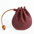 thumbnail image 3 of Genuine Leather Dice Coin Bag Pouch Medieval Renaissance Brown Drawstring Small, 3 of 10