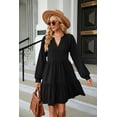 thumbnail image 5 of Autumn And Winter V-neck Small Twist Solid Color Long-sleeved Loose Casual Dress For Women, 5 of 8
