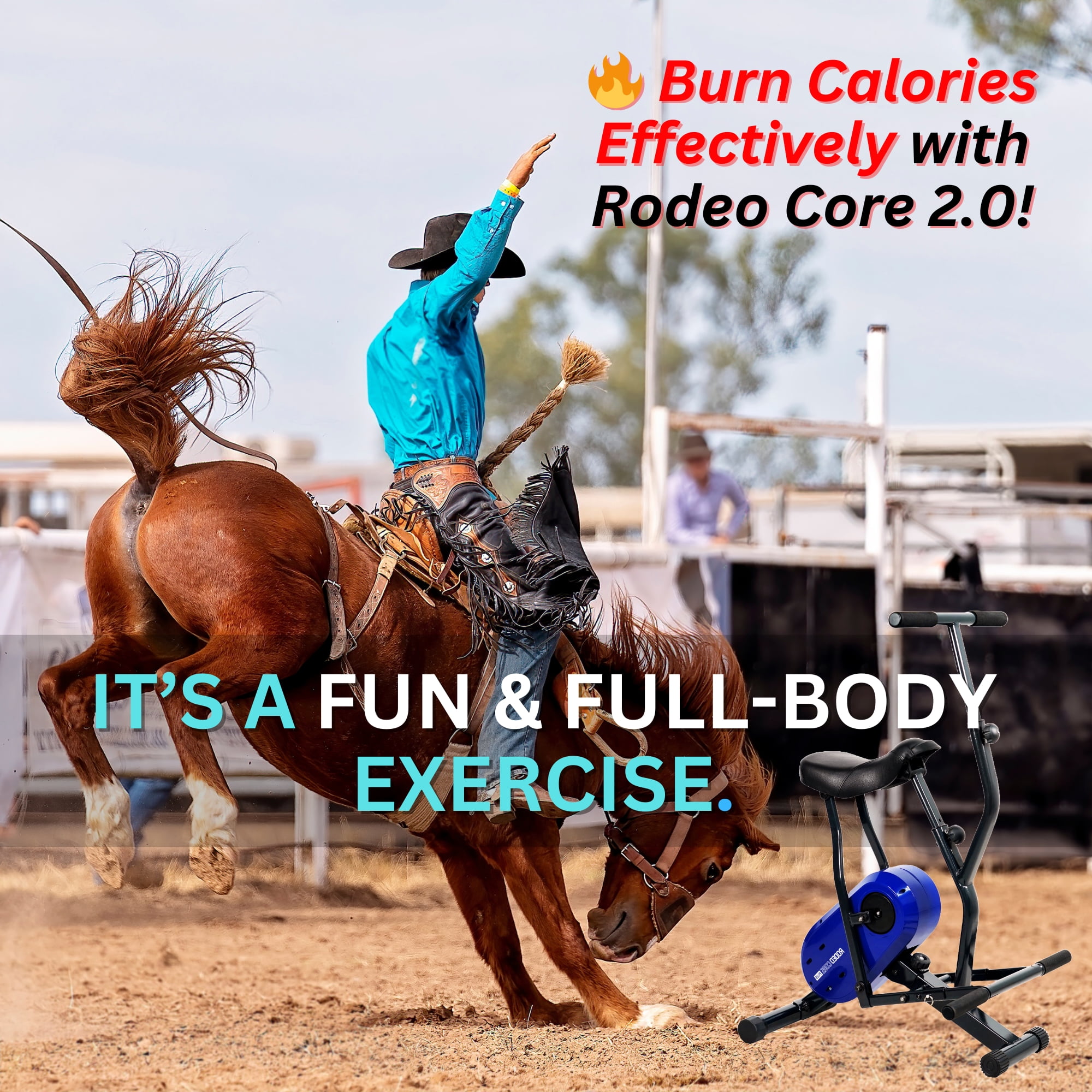 Daiwa Felicity Rodeo Core 2.0 – Full Body Exercise Machine with Handlebar for Core Strength, Balance & Posture – Fun & Low-Impact Home Workout Equipment