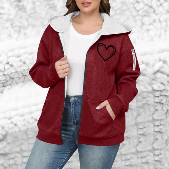 Elvqul Womens Jacket Plus Size Sherpa Outerwear Hooded Long Sleeve Lined Sweaters Winter Thick Coat for Women