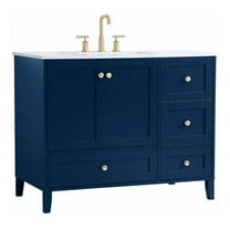 Elegant Decor Sommerville 42" Steel and Wood Single Bathroom Vanity in Blue