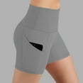 thumbnail image 5 of Ribbed High Waist Running Shorts for Women Summer Tummy-Control Workout Shorts Side Pocket Butt Lifting Biker Shorts Gray, XL, 5 of 7