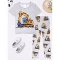 thumbnail image 3 of QEFJNO 3-12Y Boys Pajamas Little Big Boys Pajamas Short Sleeves and Pants 2 Pieces Summer Pjs Set Kid Excavator Sleepwear, 3 of 14