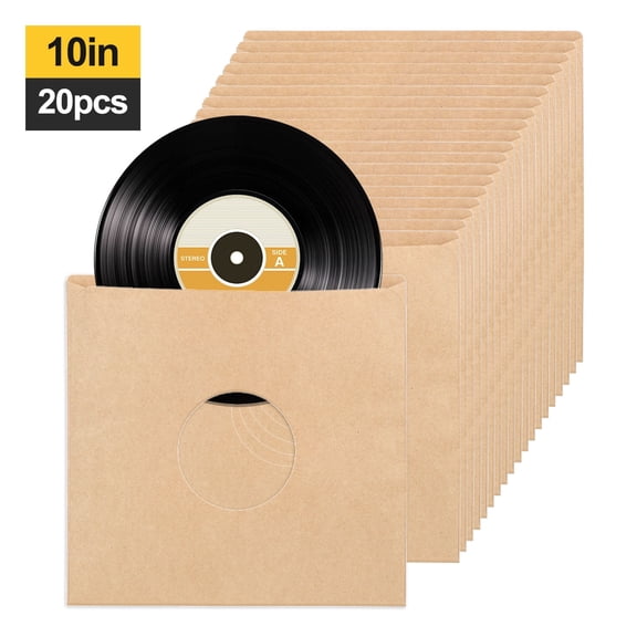 20pcs Kraft Paper Vinyl Record LP Jackets, EEEkit 10" Cardboard Outer Sleeves Protective Covers for Albums