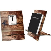 Wood Color Personalized Book and iPad Stand