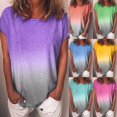 thumbnail image 1 of Womens Summer Short Sleeve Gradient Plus Size Casual Beach T Shirt Tops Blouse, 1 of 5