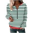 thumbnail image 2 of LIaqionyy Women 's Quarter Zip Sweatshirts Striped Shirts Fall Fashion Oversized Pullover Casual Tops Clothes, 2 of 3