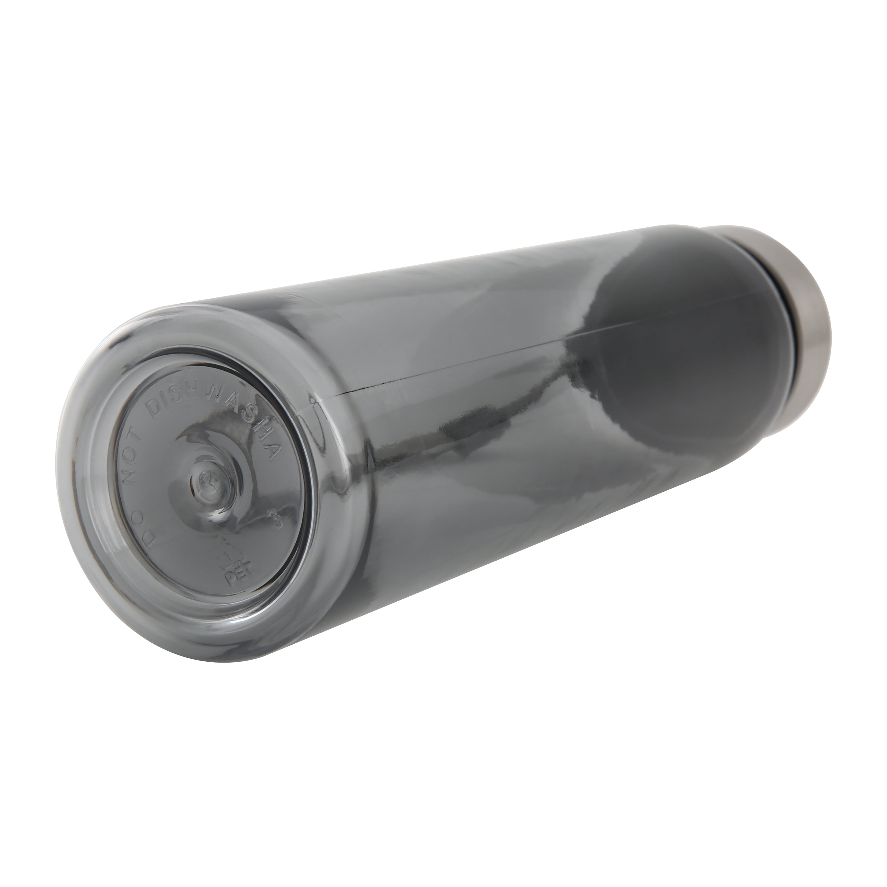 Mainstays 18oz Plastic Black Water Bottle Stainless Steel Screw Cap Lid with Strap, 1 Each Included