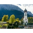 thumbnail image 2 of Zwick, Martin 32x25 Black Ornate Wood Framed with Double Matting Museum Art Print Titled - Church St-Johannes der Taufer-John the Baptist-Mount Zugspitze in the background-Village Grainau ne, 2 of 4