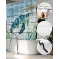 thumbnail image 5 of Split Shower Curtain for Transfer Bench, Coastal Turtle Fabric Shower Curtains for Bathroom, Nautical Ocean Shells Seaweeds Starfish Tub Sliding Transfer Bench Waterproof Bath Curtains 72"x78", 5 of 9