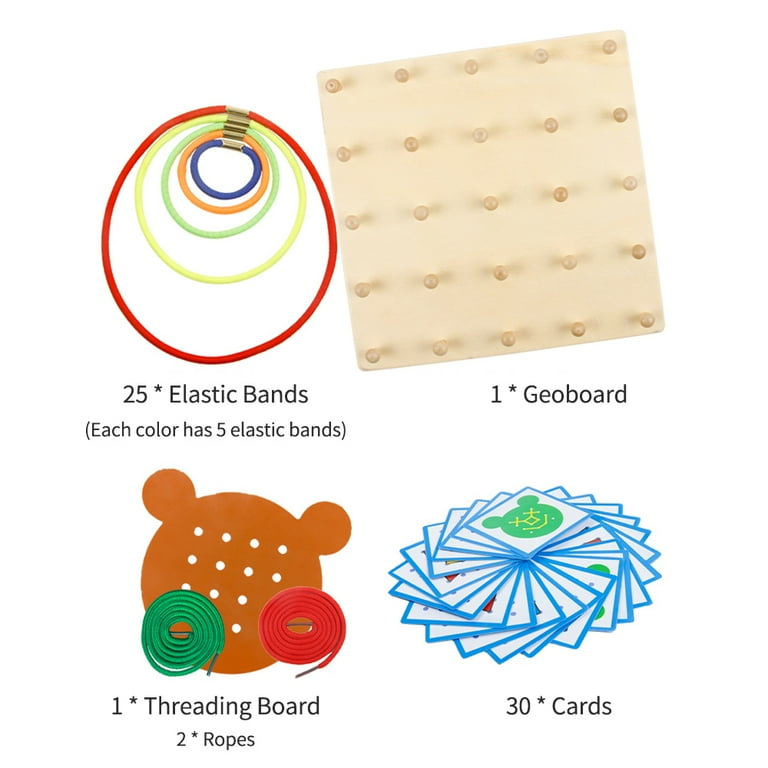 Wooden Mathematical Geo Peg Board Geometry And Shapes with Rubber