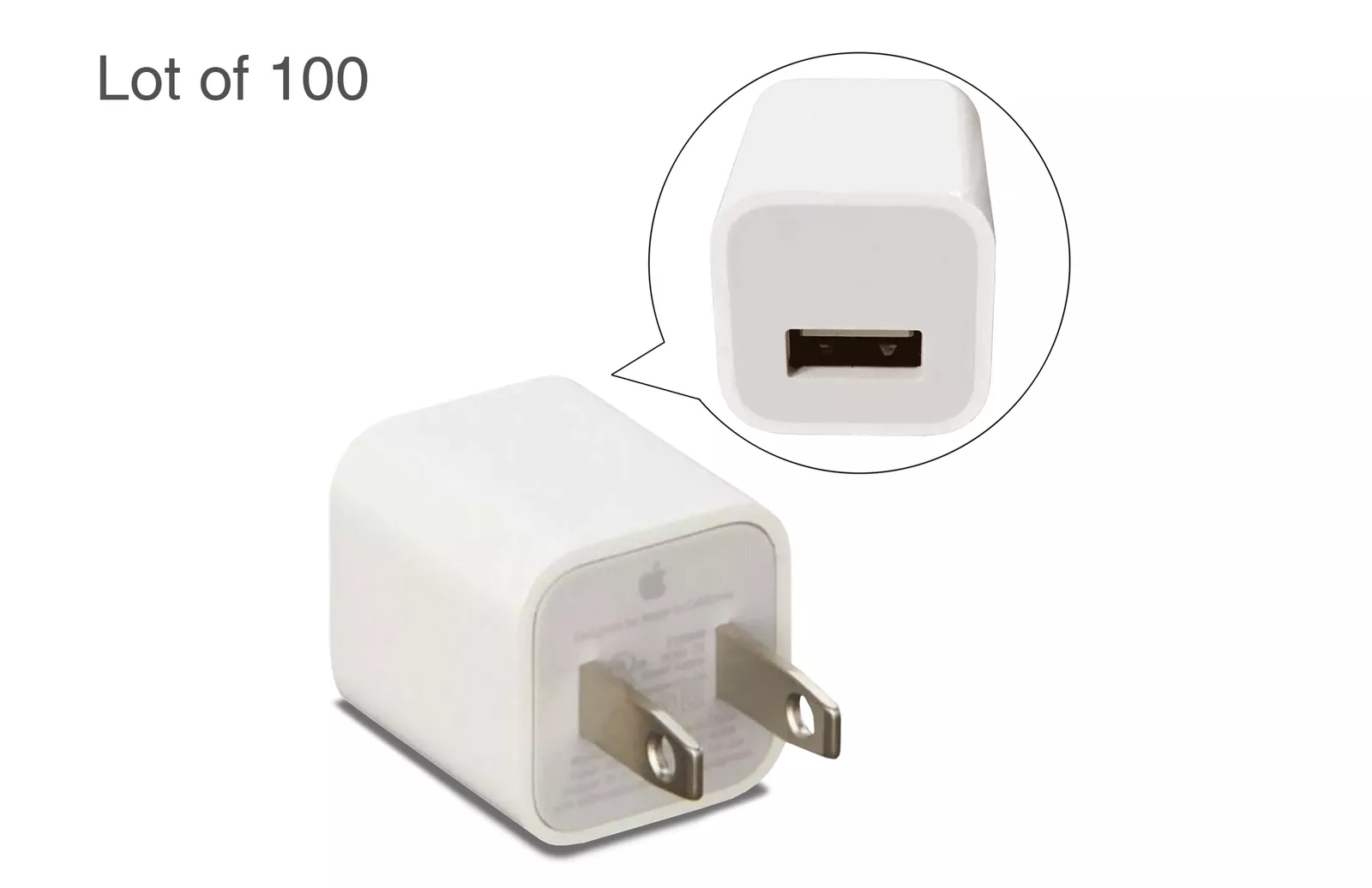 Open Box Apple 100 Pack 5W USB Power Adapter (Not in Retail Box)