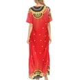 thumbnail image 2 of Sakkas Sabra Womens Long Casual Cover-up Tunic Kaftan V neck Dress - 1918-Red - XL, 2 of 5