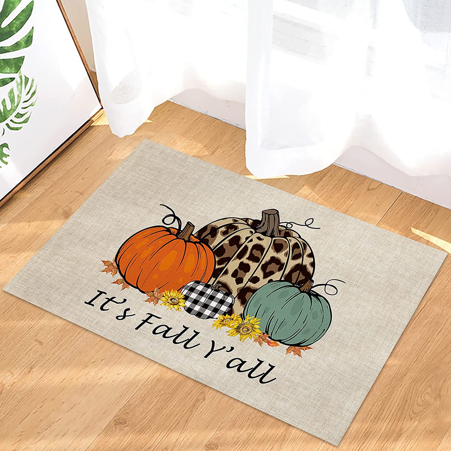 Hanfei Thanksgiving Pumpkin and Scarecrow Harvest Indoor/Outdoor Welcome Doormat The Holiday Aisle