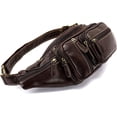 thumbnail image 2 of MARRANT Cangurera de Cuero Genuino para Hombre, Bolsa de Cintura Cruzada de Gran Capacidad con Múltiples Bolsillos con Zíper, Color Café, 2 of 6