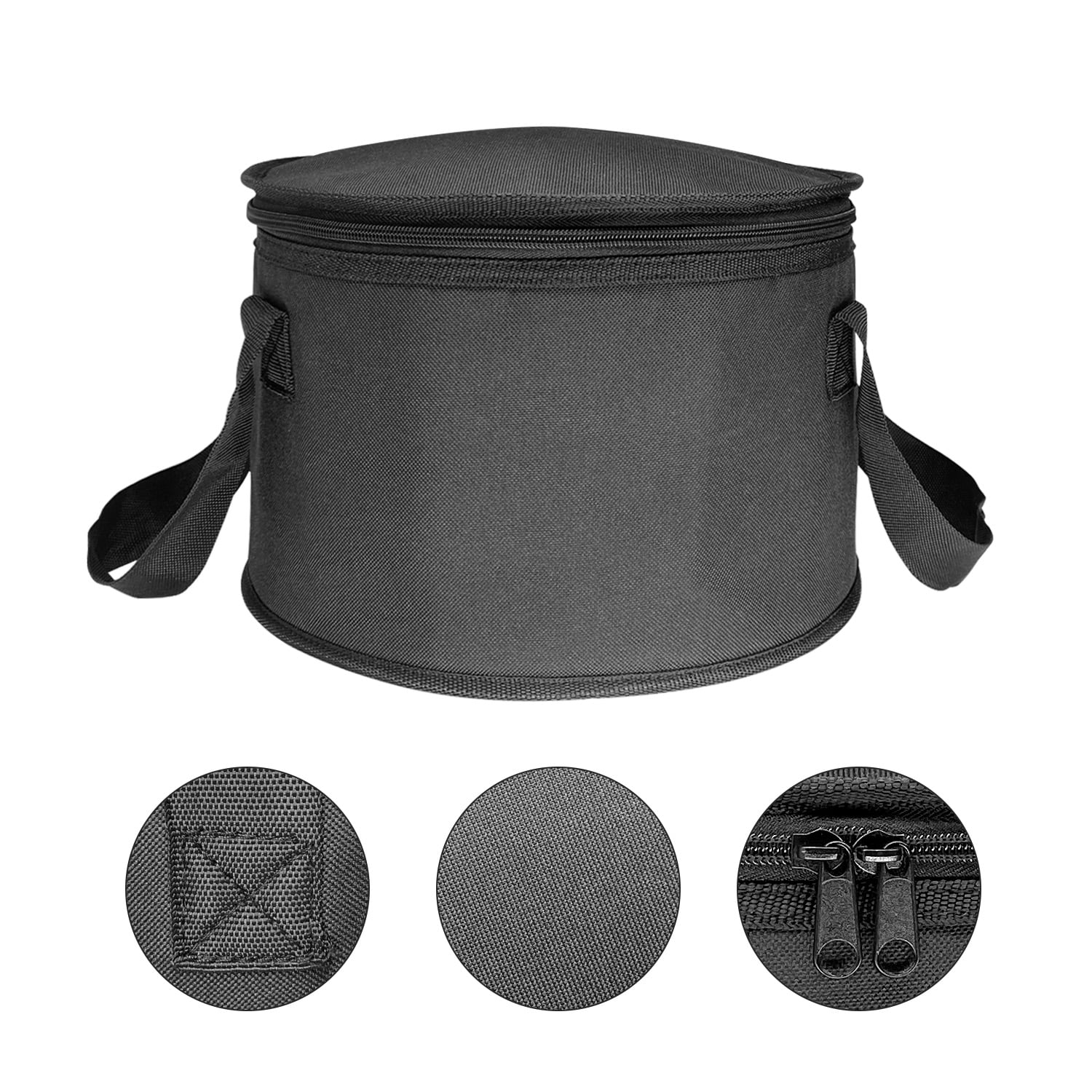 Yalin 2 Pack 12.5X7.8 Inch Round Lunch Bags, Insulated Thermal Pastry and Pie Carrier, Reusable Cake Cooler and Casserole Carrier Bags for Potluck, Picnics Food Delivery (Black Color)