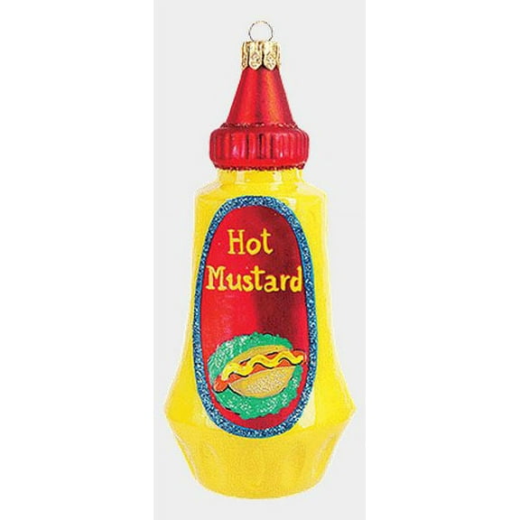 Bottle of Hot Mustard Polish Blown Glass Christmas Ornament Decoration Poland