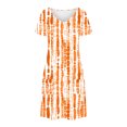 thumbnail image 4 of GaThRRgYP Casual Tiered Short Sleeve Dress,Women's Fashion Summer Print Short-sleeved V-neck Casual Dress Orange XXL, 4 of 8