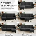 thumbnail image 2 of Neche 82" Luxury Velvet Sectional Sofa, 3 Seat Upholstered Modular Couch,L-Shaped Sofa with Reversible Ottoman Bench for Home, Living Room - Black, 2 of 6