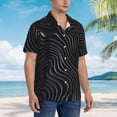 thumbnail image 3 of Fotbe Abstract Black And White Waves Camisa Hawaiana para Hombre Unisex – Camisa Casual de Verano con Botones de Manga Corta de Algodón y Lino,3X-Large, 3 of 7