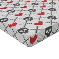 thumbnail image 2 of Ambesonne Geometric Fitted Sheet, Skulls Red Hearts, Twin Size, Grey Red Coconut, 2 of 3