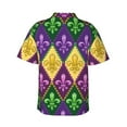 thumbnail image 3 of Picia Mardi Gras4 Gentle Cotton Regular Fit Short Sleeve Casual Hawaiian Shirt for Men-Small, 3 of 9